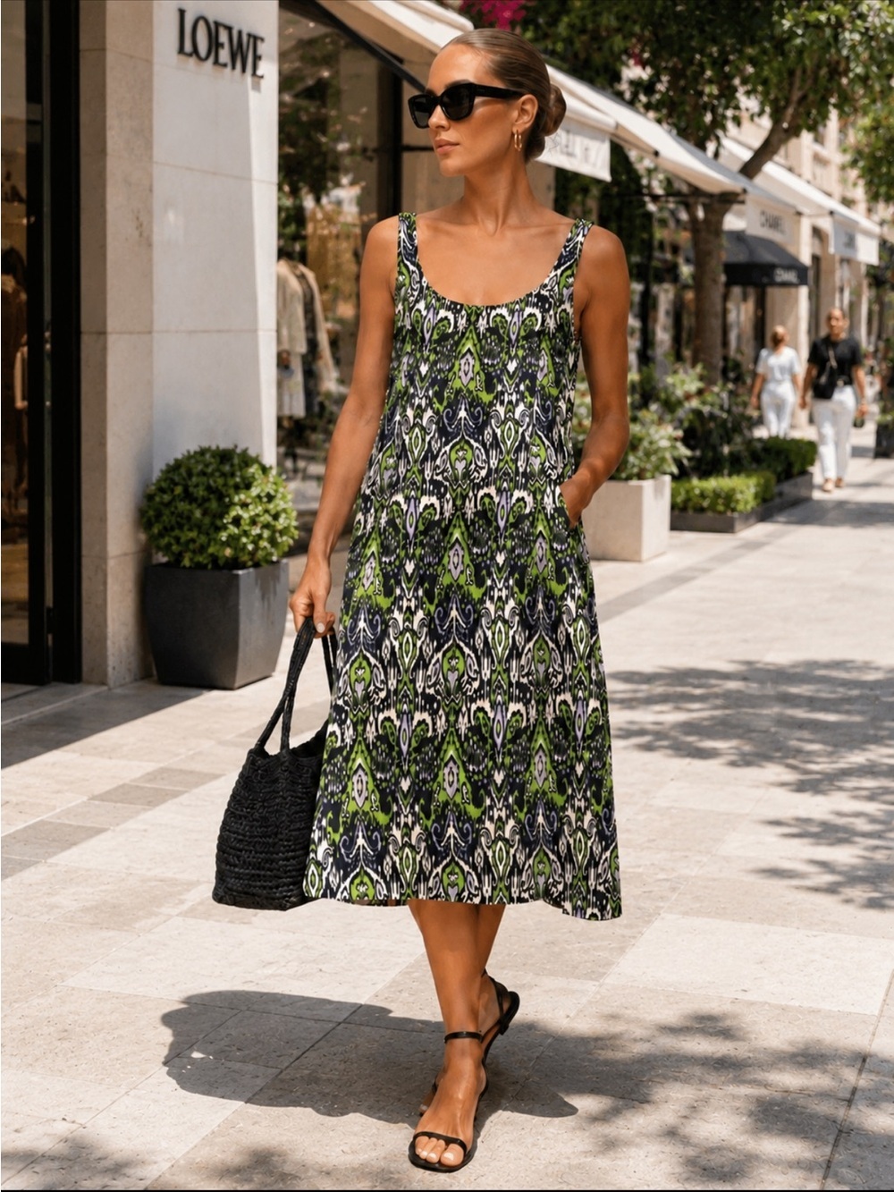 St. John Ikat Sheath Midi Dress